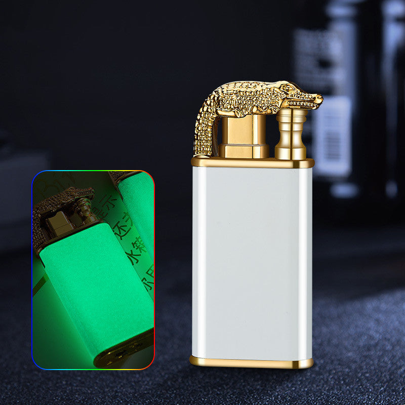 Creative Blue Flame Lighter Dolphin Dragon Tiger Double Fire Metal Winproof Lighter Inflatable Lighter